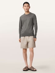 AllSaints Grey Mode Merino Crew Neck Jumper - Image 2 of 6