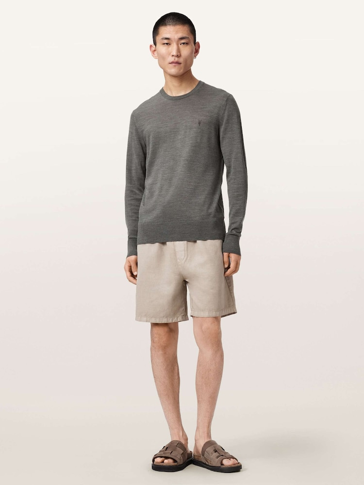 AllSaints Grey Mode Merino Crew Neck Jumper - Image 2 of 6