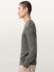 AllSaints Grey Mode Merino Crew Neck Jumper - Image 4 of 6