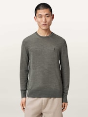 AllSaints Grey Mode Merino Crew Neck Jumper - Image 5 of 6