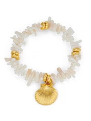 Orelia London Gold Tone Cream Coral Chip & Shell Bracelet - Image 1 of 2