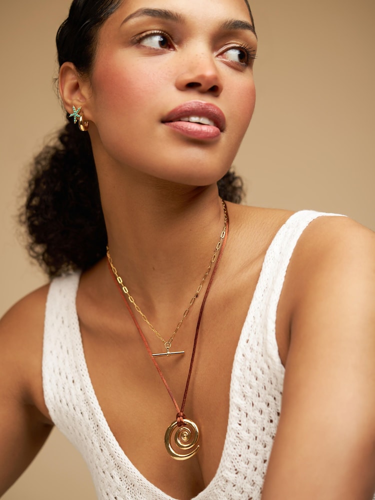 Orelia London Gold Tone Statement Spiral Cord Adjustable Necklace - Image 1 of 4