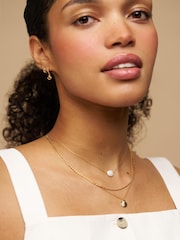 Orelia London Gold Tone Pearl & Shell Micro Hoop Earrings - Image 2 of 3