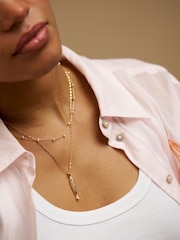 Orelia London Gold Tone Textured Fish Charm Necklace - Image 2 of 5