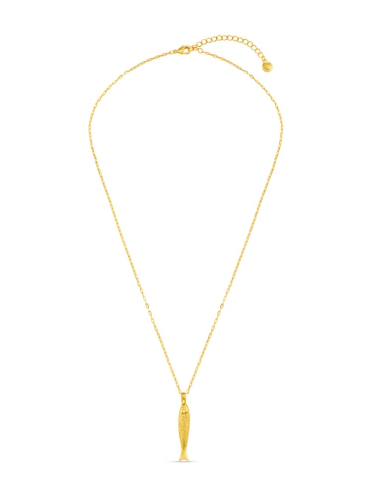 Orelia London Gold Tone Textured Fish Charm Necklace - Image 5 of 5 Orelia London Gold Tone Textured Fish Charm Necklace - Image 5 of 5