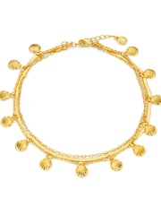 Orelia London Gold Shell Fringe Multi-Row Anklet - Image 2 of 2