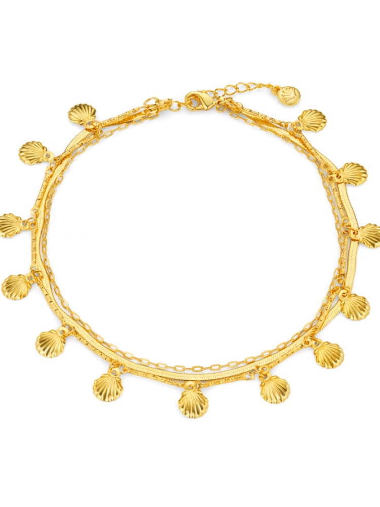 Orelia London Gold Shell Fringe Multi-Row Anklet - Image 2 of 2