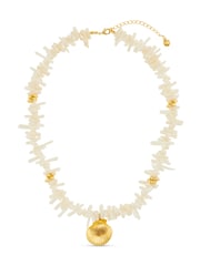 Orelia London Gold Tone Statement Cream Coral Chip & Shell Necklace - Image 3 of 4
