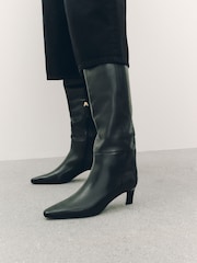 Μαύρο - Forever Comfort® Leather Chisel Over the Knee Boots - Εικόνα 1 από 12