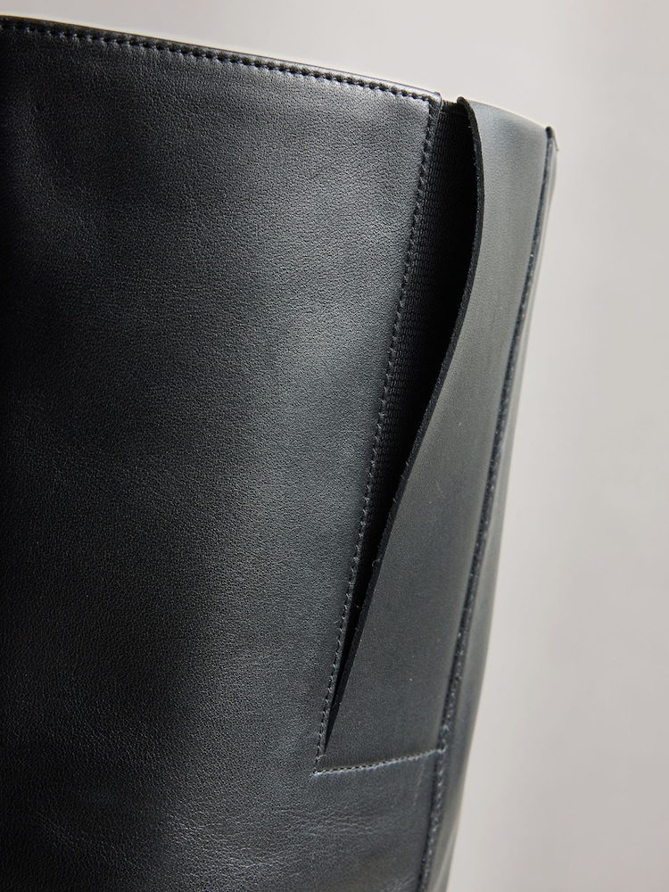Μαύρο - Forever Comfort® Leather Chisel Over the Knee Boots - Εικόνα 12 από 12