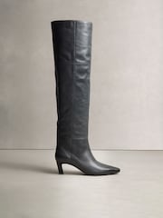 Μαύρο - Forever Comfort® Leather Chisel Over the Knee Boots - Εικόνα 6 από 12