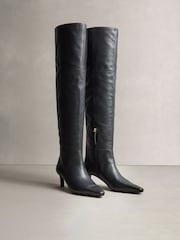 Μαύρο - Forever Comfort® Leather Chisel Over the Knee Boots - Εικόνα 8 από 12