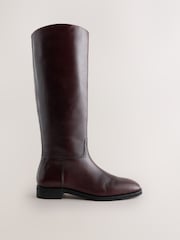 Burgundy Red Forever Comfort® Leather Heritage Knee High Rider Boots - Image 1 of 5