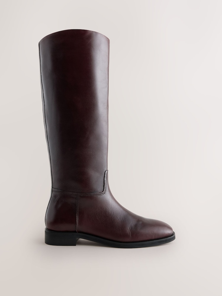 Burgundy Red Forever Comfort® Leather Heritage Knee High Rider Boots - Image 1 of 5 Burgundy Red Forever Comfort® Leather Heritage Knee High Rider Boots - Image 1 of 5