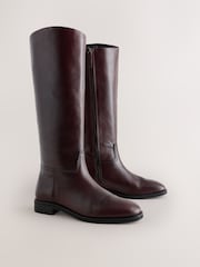 Burgundy Red Forever Comfort® Leather Heritage Knee High Rider Boots - Image 2 of 5