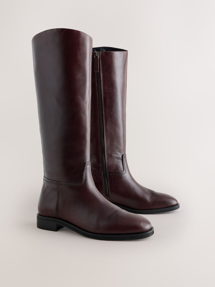 Burgundy Red Forever Comfort® Leather Heritage Knee High Rider Boots - Image 2 of 5 Burgundy Red Forever Comfort® Leather Heritage Knee High Rider Boots - Image 2 of 5