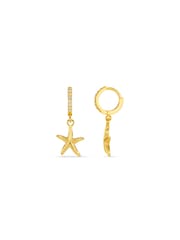 Orelia London Gold Tone Pavé & Starfish Micro Hoop Earrings - Image 1 of 3