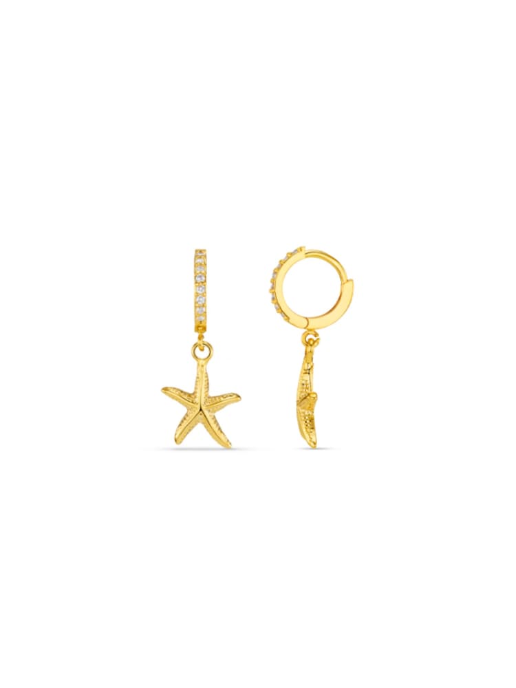 Orelia London Gold Tone Pavé & Starfish Micro Hoop Earrings - Image 1 of 3
