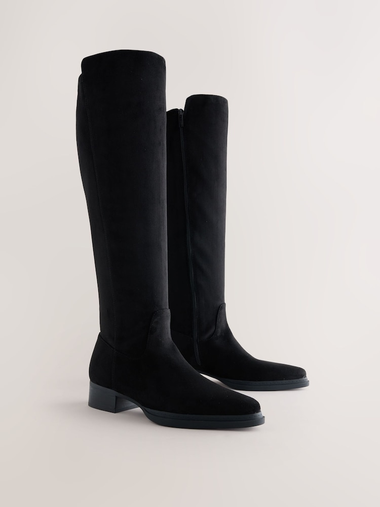 Czarny - Forever Comfort® Chisel Toe Knee High Sock Boots - Obraz 2 z 5