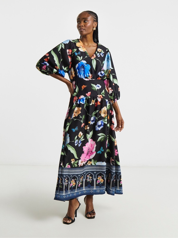 Joanna Hope Black Floral Dress - Image 1 of 4