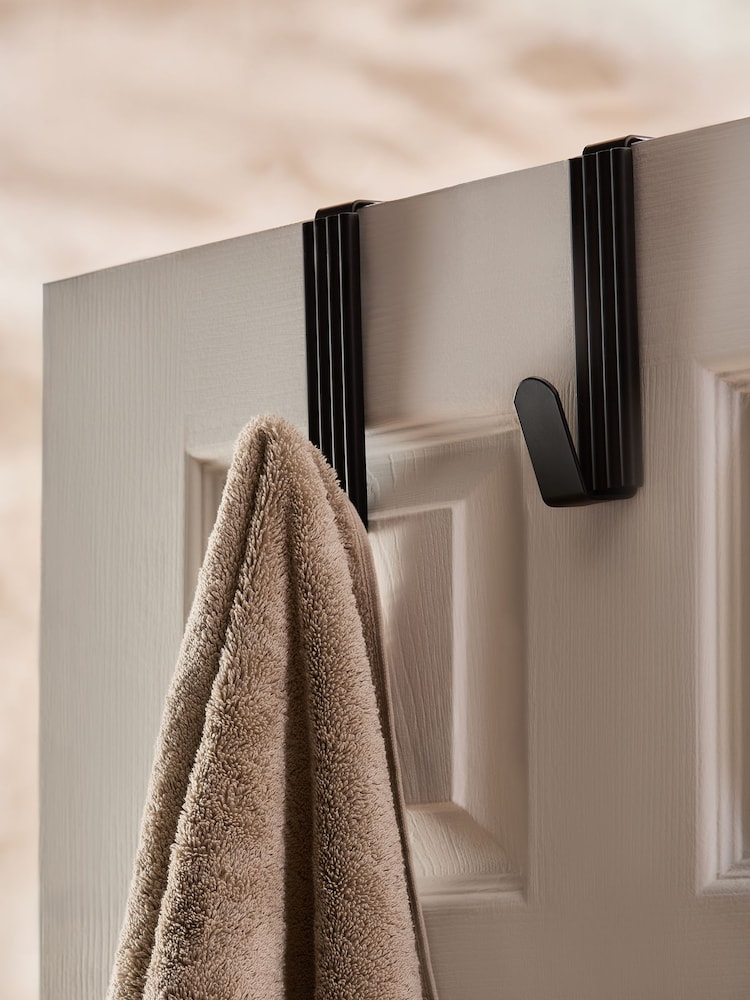 Set of 2 Black Over Door Hooks - Image 1 of 3 Set of 2 Black Over Door Hooks - Image 1 of 3