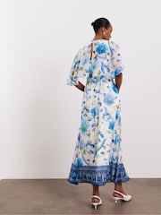 Joanna Hope White Ombre Floral Print Tea Dress With Cape Detailing - Image 2 of 4