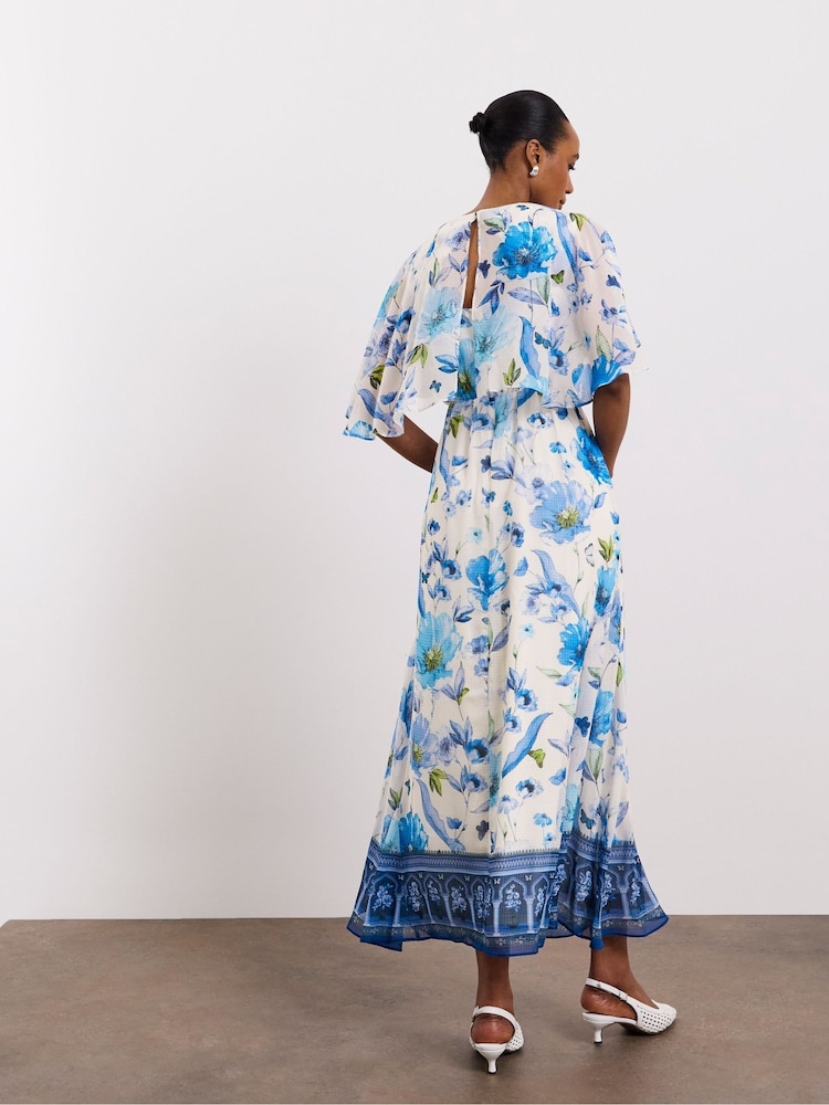 Joanna Hope White Ombre Floral Print Tea Dress With Cape Detailing - Image 2 of 4 Joanna Hope White Ombre Floral Print Tea Dress With Cape Detailing - Image 2 of 4