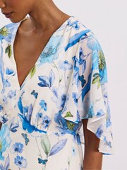 Joanna Hope White Ombre Floral Print Tea Dress With Cape Detailing - Image 4 of 4