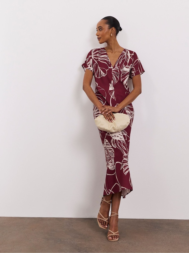 Joanna Hope Burgundy Red Floral Printed Column Dress - Image 2 of 4 Joanna Hope Burgundy Red Floral Printed Column Dress - Image 2 of 4