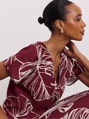 Joanna Hope Burgundy Red Floral Printed Column Dress - Image 4 of 4