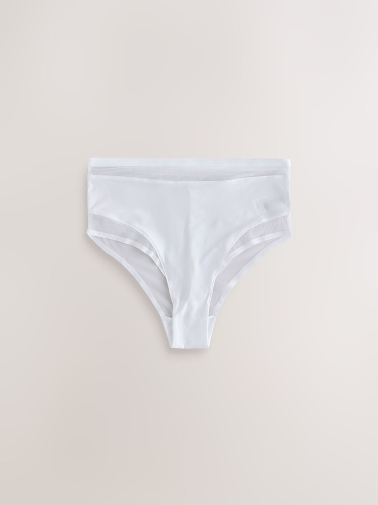 Preto/Branco/Nude Amêndoa - Pacote Knickers de cintura alta com acabamento em malha e perna alta 3 - Imagem 2 de 6