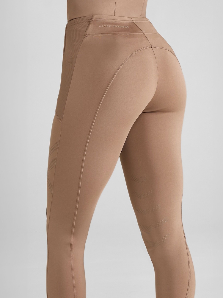 Aztec Diamond Brown Knee Grip Core Leggings - Image 2 of 5