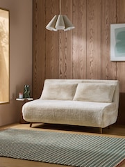 MADE.COM Taupe Natural Arctic Faux Fur Large Haru 2 Seater Sofa Bed - Image 1 of 6
