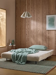 MADE.COM Taupe Natural Arctic Faux Fur Large Haru 2 Seater Sofa Bed - Image 2 of 6