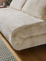 MADE.COM Taupe Natural Arctic Faux Fur Large Haru 2 Seater Sofa Bed - Image 3 of 6