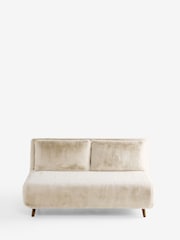 MADE.COM Taupe Natural Arctic Faux Fur Large Haru 2 Seater Sofa Bed - Image 5 of 6