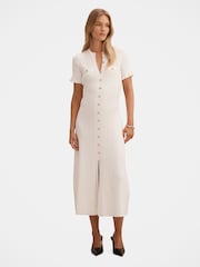 Forever New Cream Violetta Stitch Interest Midi Dress - Image 1 of 4