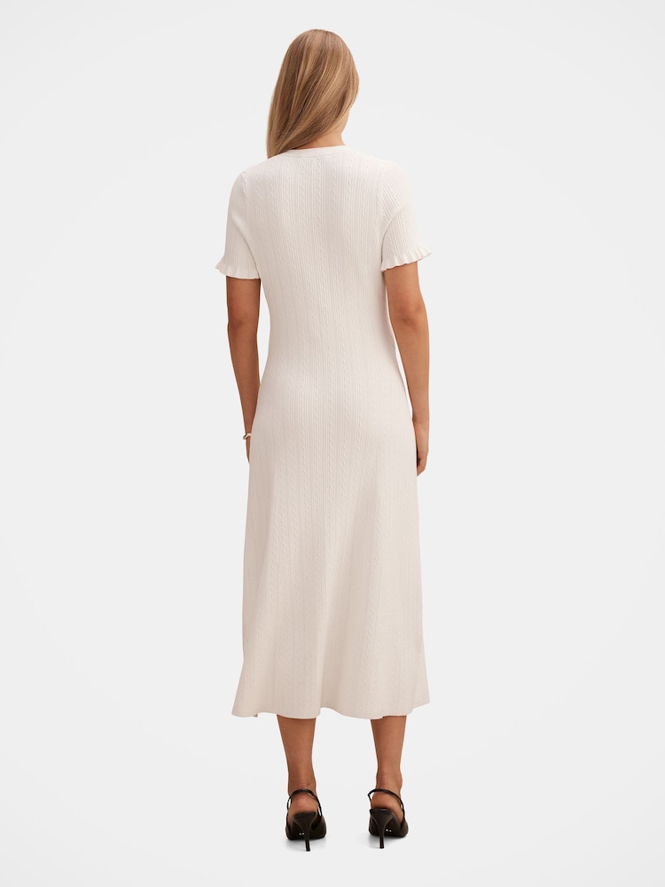 Forever New Cream Violetta Stitch Interest Midi Dress - Image 2 of 4