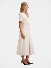 Forever New Cream Violetta Stitch Interest Midi Dress - Image 4 of 4