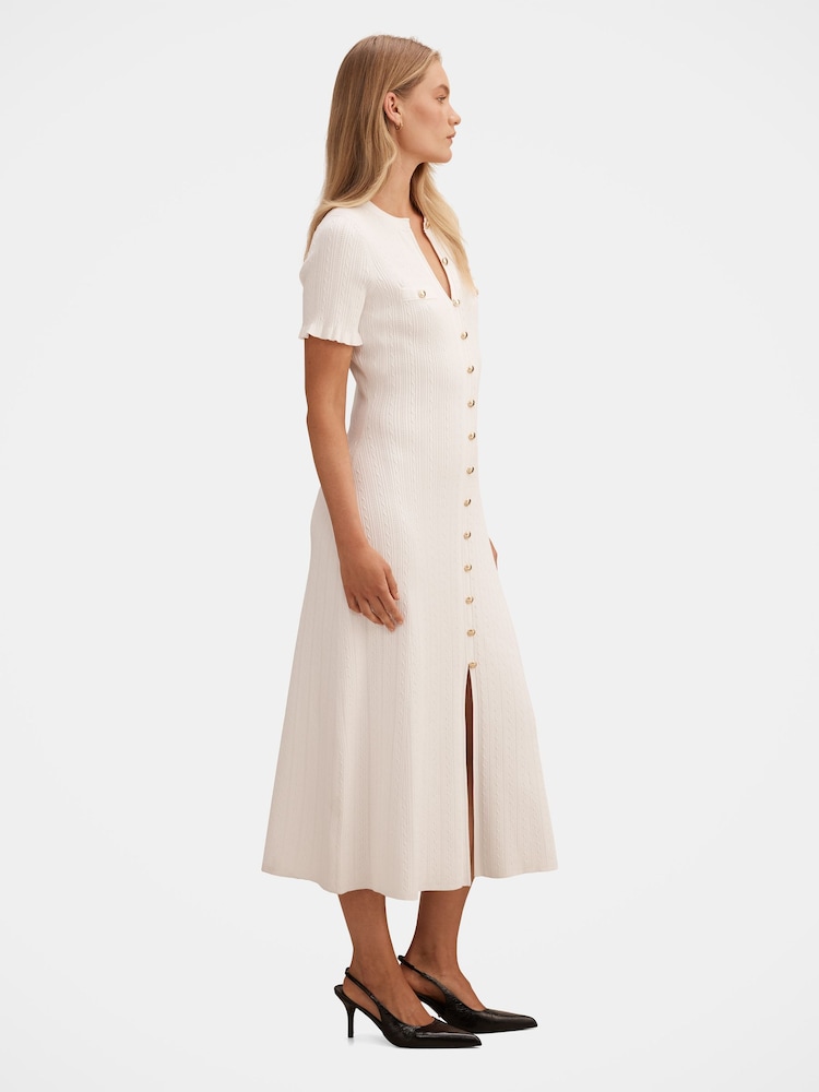 Forever New Cream Violetta Stitch Interest Midi Dress - Image 4 of 4