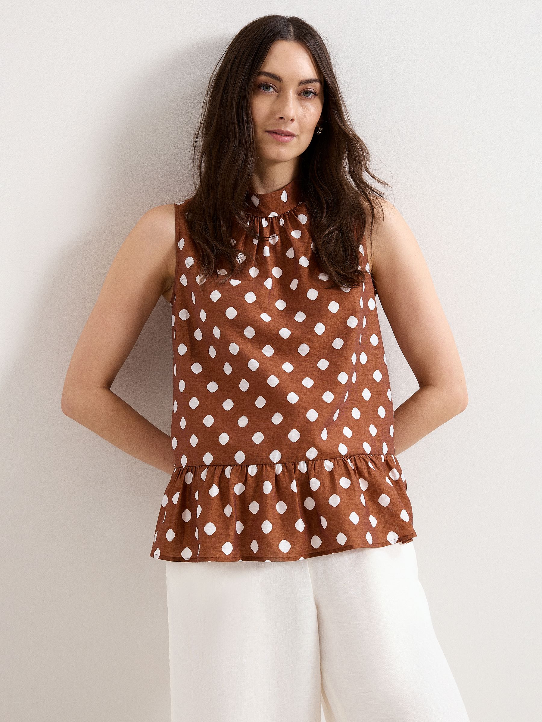 Phase Eight Women's Brown Indie Printed Blouse In Size 8 - Image 5