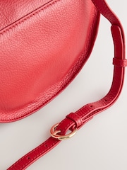 Red Leather Saddle Cross-Body Bag - Image 3 of 5
