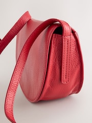 Red Leather Saddle Cross-Body Bag - Image 4 of 5