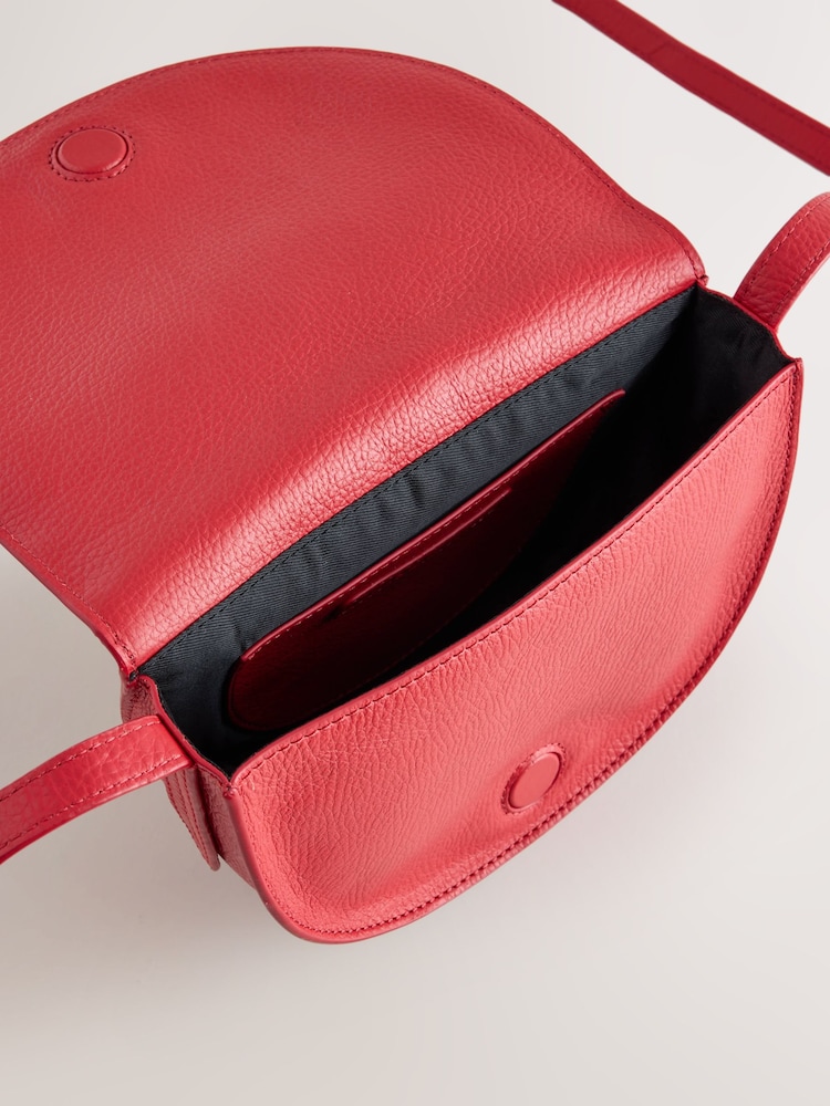 Red Leather Saddle Cross-Body Bag - Image 5 of 5