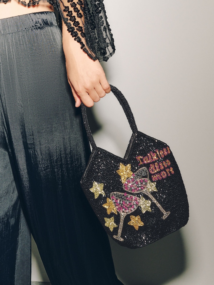 黑色 - Embellished Hand Held Bag - 圖片 1，共 8