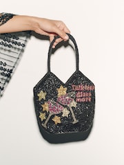 黑色 - Embellished Hand Held Bag - 圖片 3，共 8