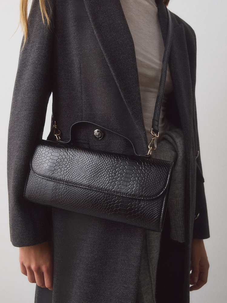 Black Leather Clutch Bag - Image 2 of 8 Black Leather Clutch Bag - Image 2 of 8