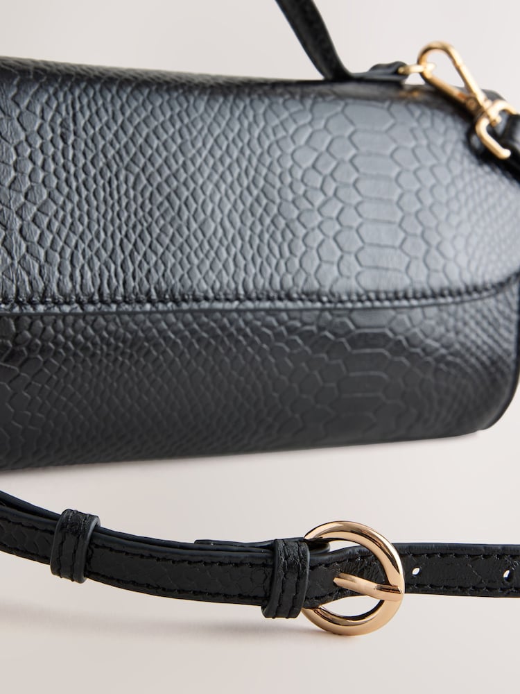 Black Leather Clutch Bag - Image 8 of 8 Black Leather Clutch Bag - Image 8 of 8
