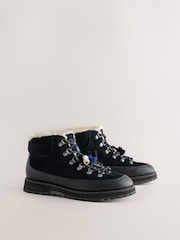 Black Standard fit Forever Comfort® Hiker Lace Up Leather Boots - Image 2 of 5