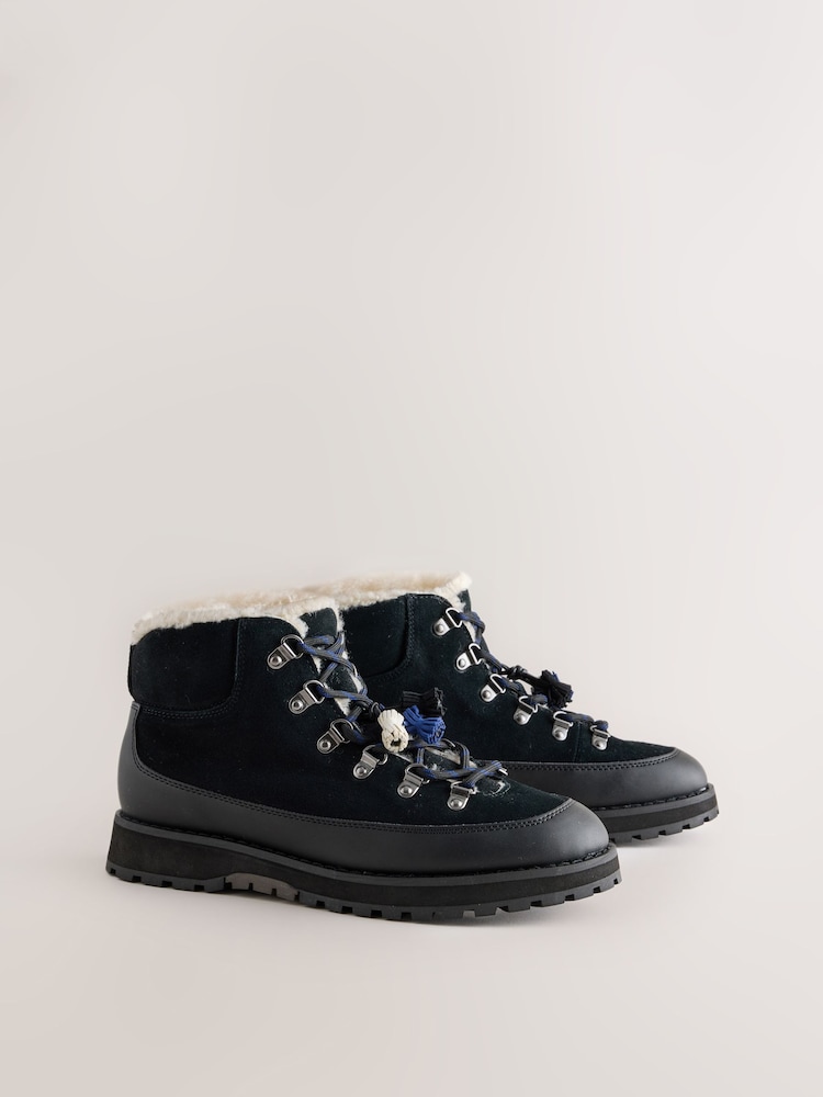 Black Standard fit Forever Comfort® Hiker Lace Up Leather Boots - Image 2 of 5 Black Standard fit Forever Comfort® Hiker Lace Up Leather Boots - Image 2 of 5